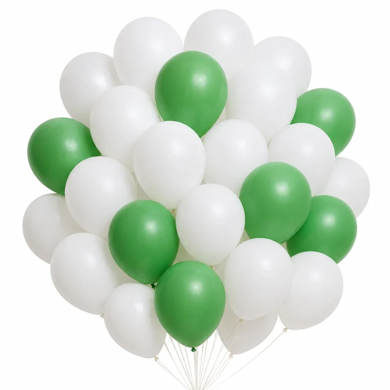 دسته بادکنک سفید و سبز
